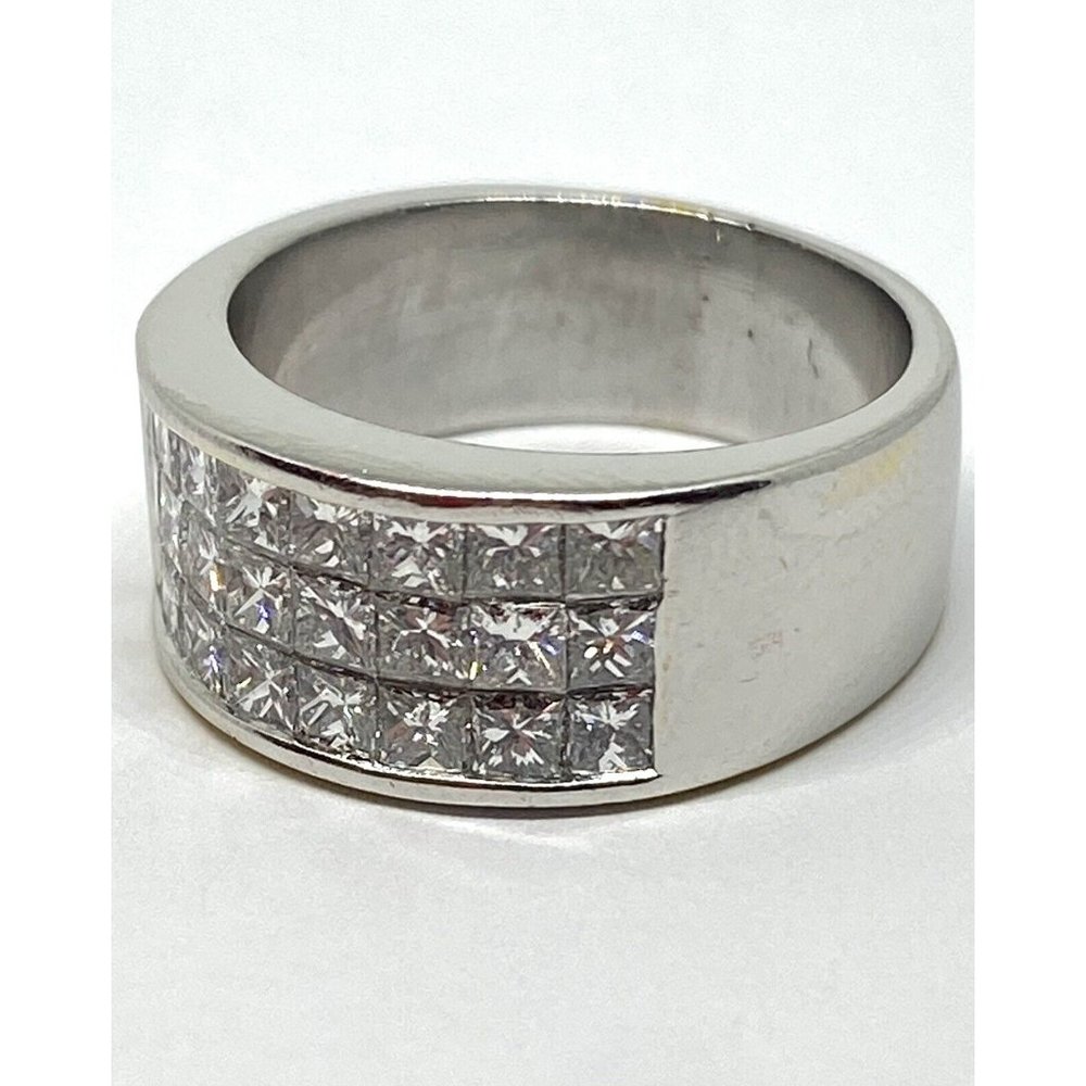 Designer Signed KOBI 2.4CT VS H Princess Cut Diamond 8.5MM 18k Gold Band Ring 7